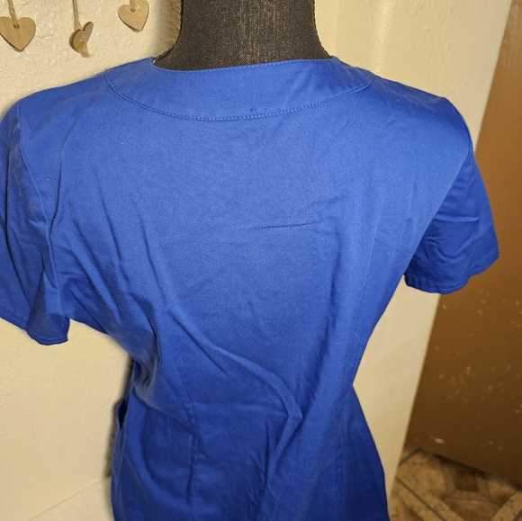 HEALING HANDS Purple Label S/S Stretch V-Neck 'Juliet Scrub Top'- S, Blue - Picture 2 of 3